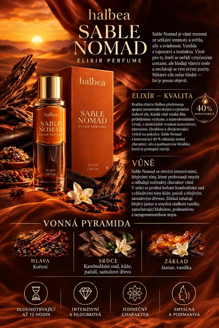 Nový parfém halbea Sable Nomad Elixir Perfume 35 ml