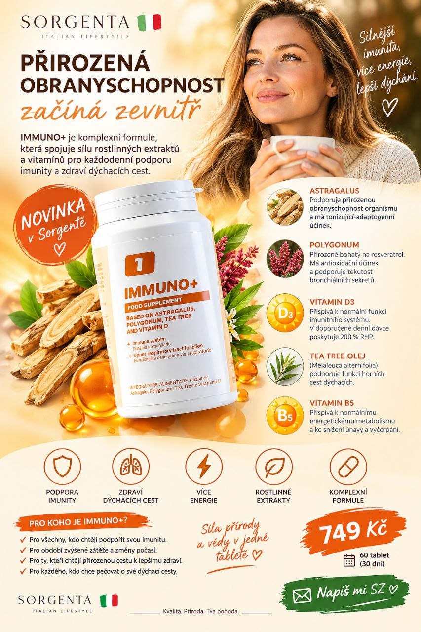 Doplňek stravy Sorgetna IMMUNO+ pro přirozenou obranyschopnost