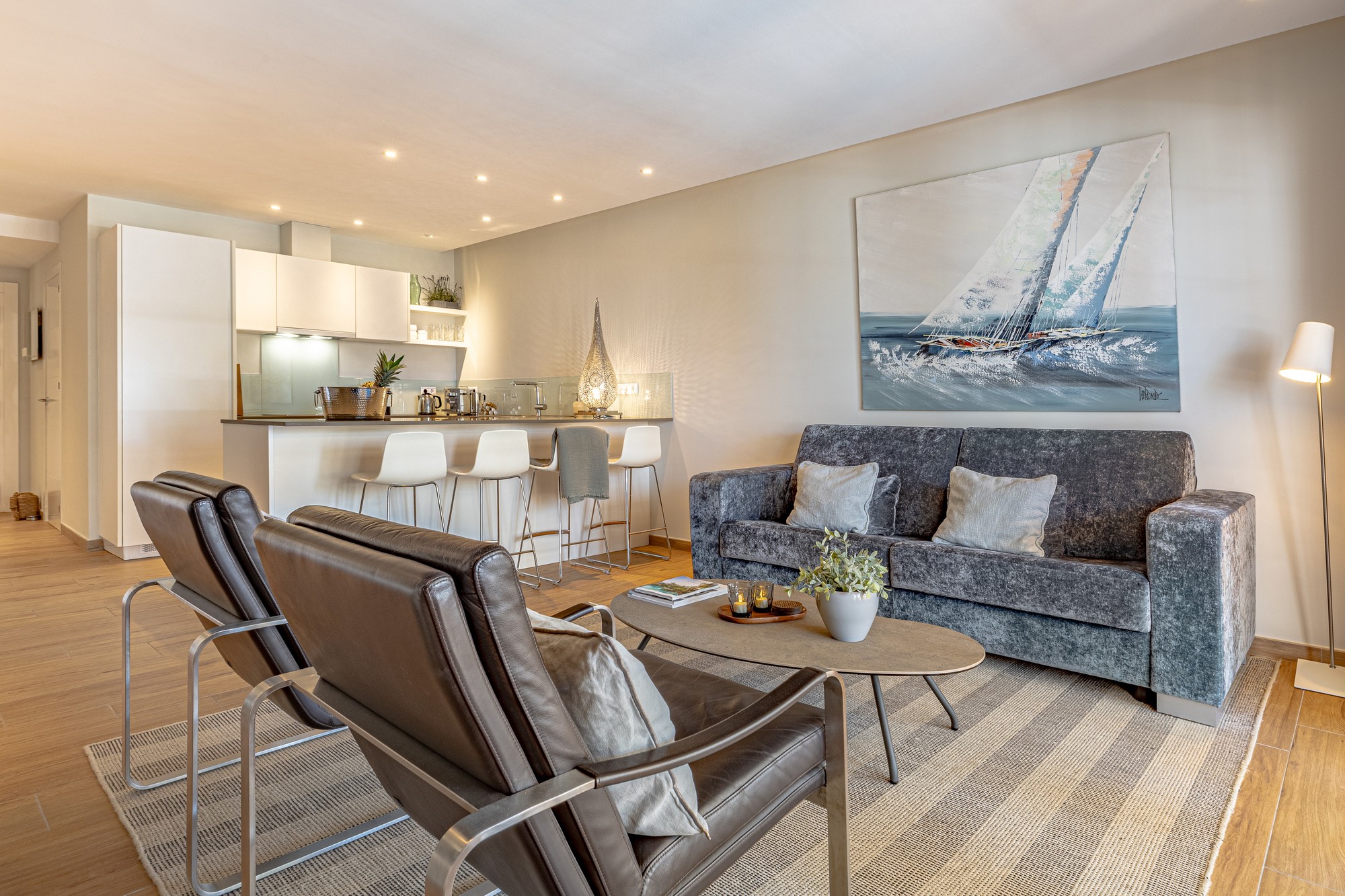 Living room and kitchen seen as one open space