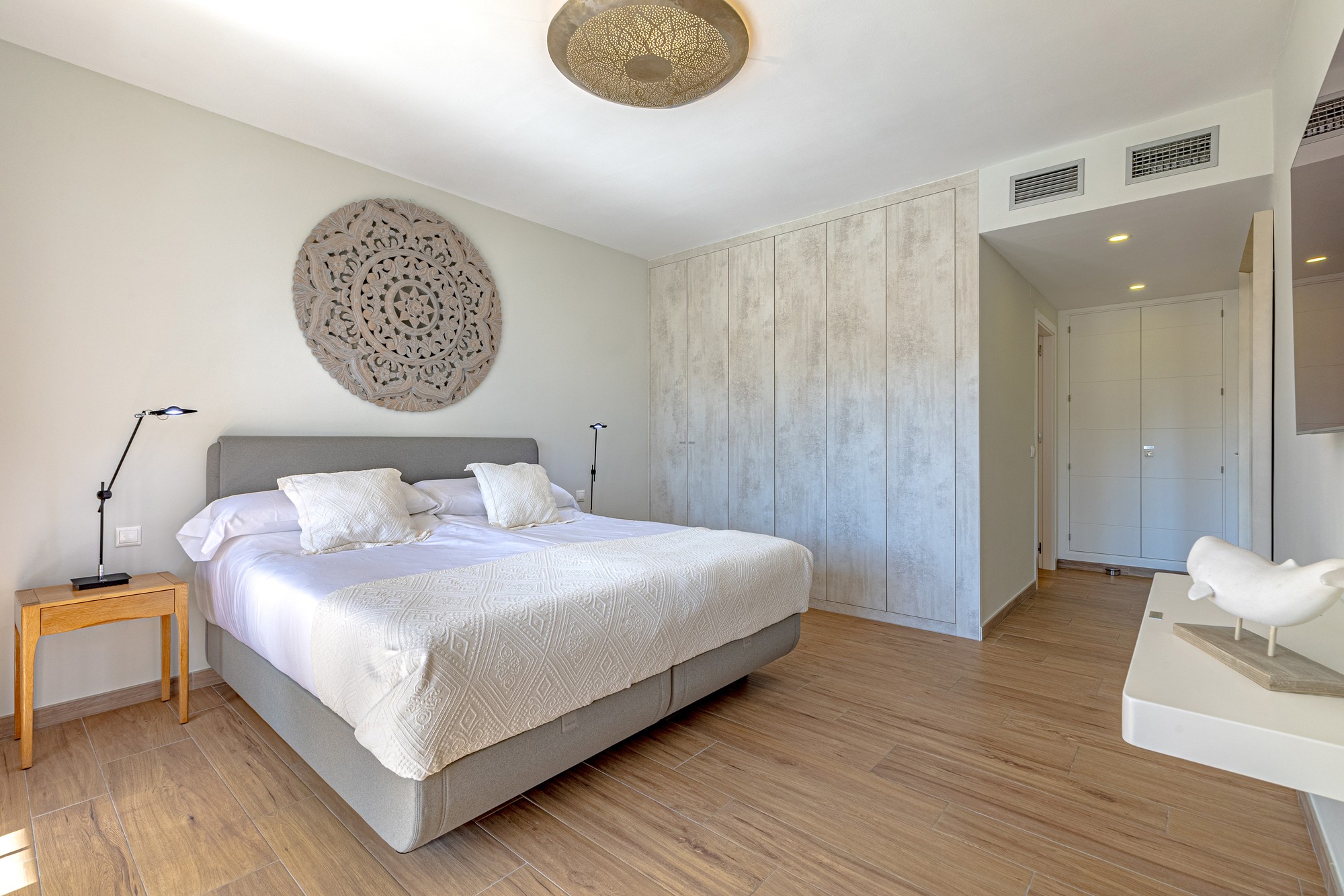 Second bedroom with twin beds and teddy bear