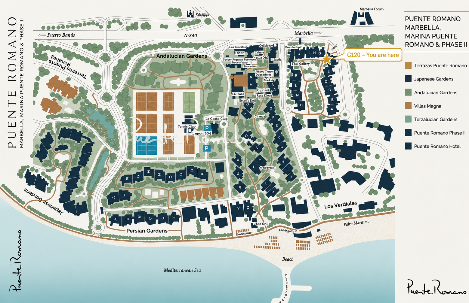 Map of Puente Romano Phase I and Phase II in Marbella