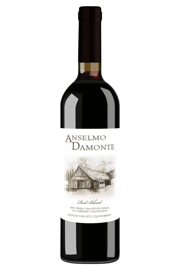 Anselmo Damonte Estate Red Blend bottle — 60% Syrah, 35% Petite Sirah, 5% Cabernet Sauvignon, Suisun Valley California