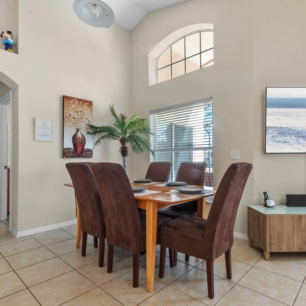 Formal dining table with seating for eight