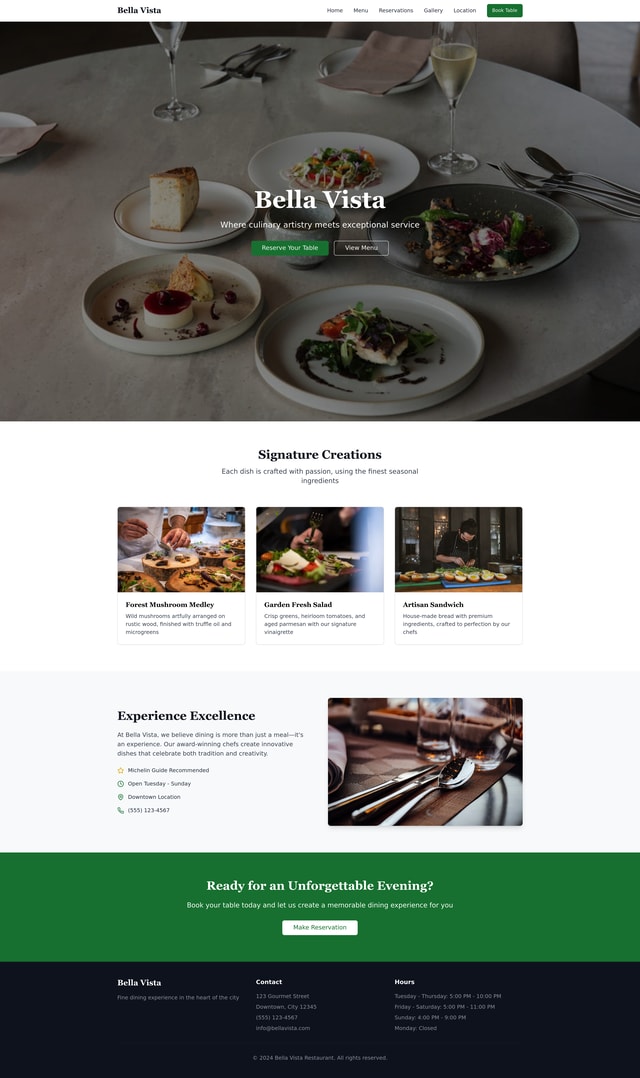 Restaurant Website Design