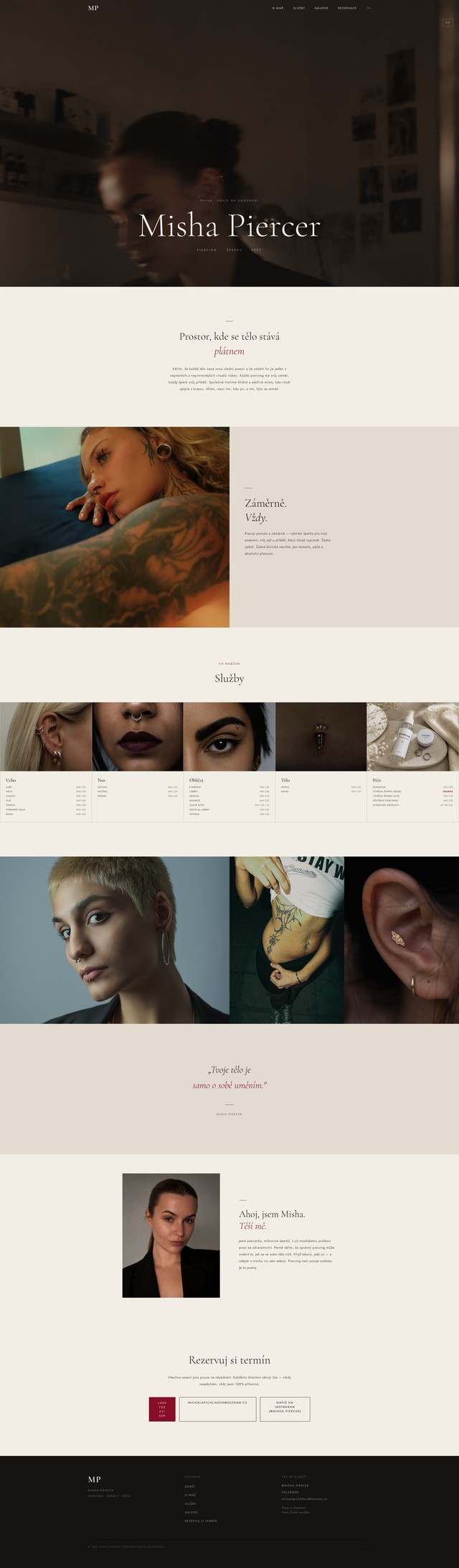 Portfolio for a piercing studio