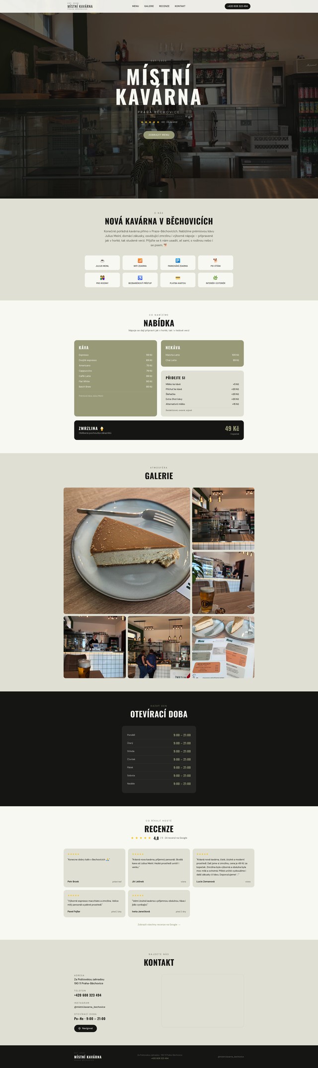 Website for a local café