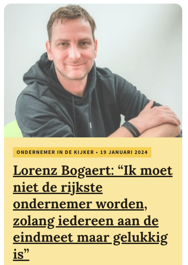 Ondernemer in de kijker voorbeeld
