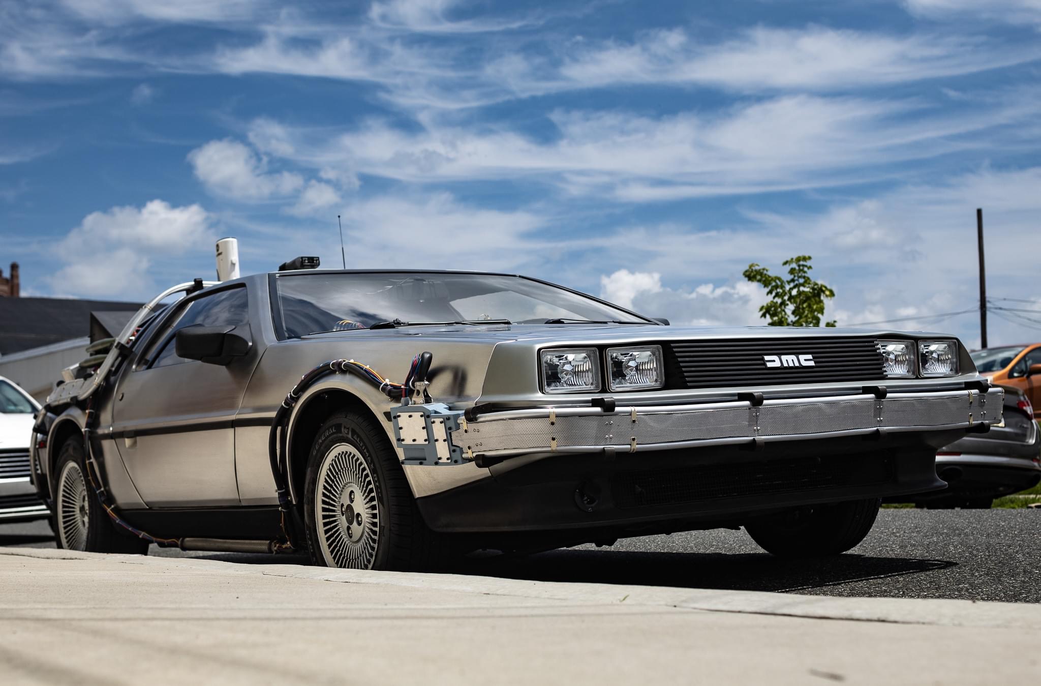 DeLorean at Night — Eagles Stadium