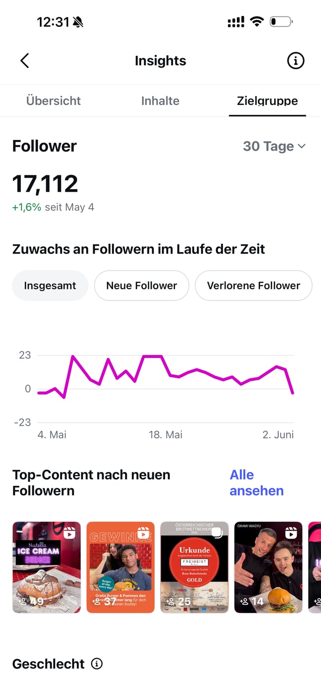Follower-Wachstumskurve