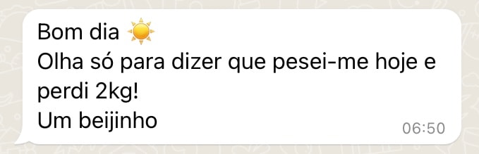 Mensagem cliente — perdeu 2kg