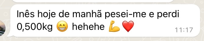 Mensagem cliente — perdeu 0.5kg
