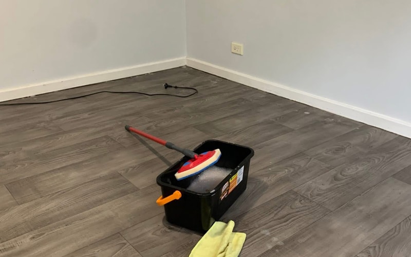 A clean kitchen and polished wooden floors during a house clean in Somerton Park
