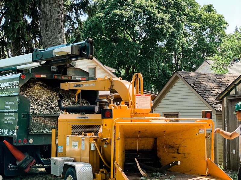 Chipper machine in action at a job site