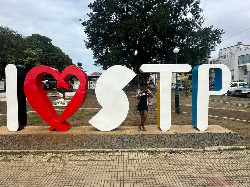 The I Love STP sign in São Tomé city centre