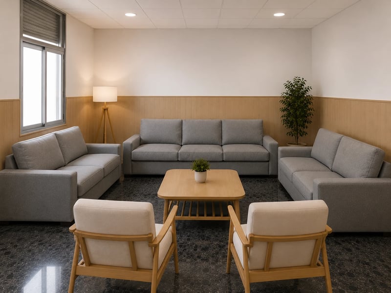Sala de estar de la Residencia Universitaria Almenara en Valladolid
