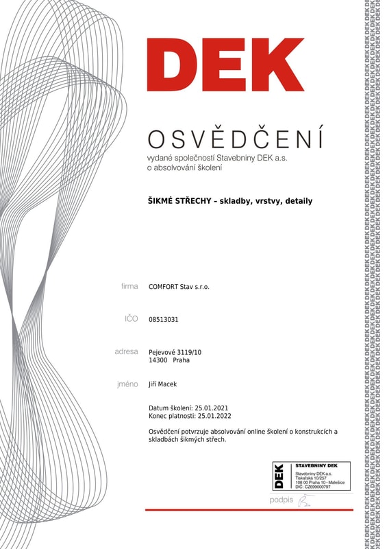 Osvědčení šikmé střechy