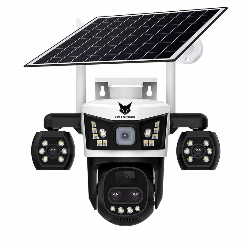 FOX-V380-4G — Solar 4G AI 3-Screen PTZ