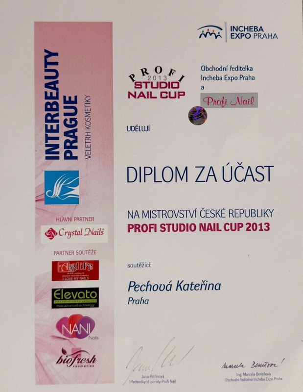 Profi Studio Nail Cup 2013 - Profesionální certifikát