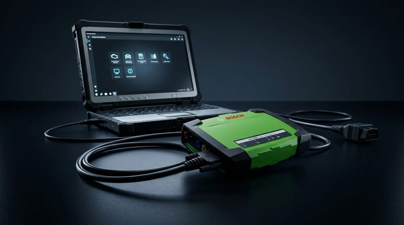 BOSCH KTS diagnostický přístroj s laptopem – profesionální autodiagnostika online