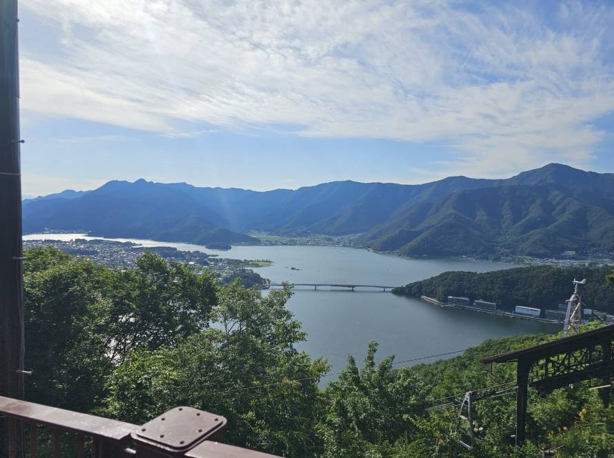 Lake Kawaguchiko seen from above at the ropeway