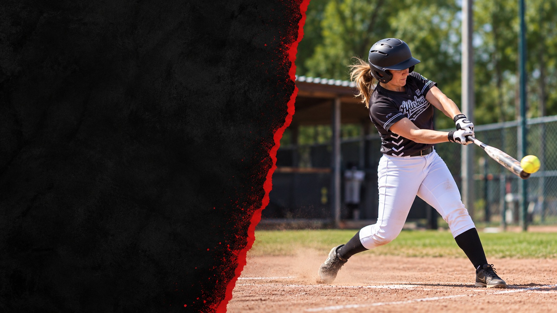 Illustratief actiebeeld van een fictieve speler voor Slowpitch