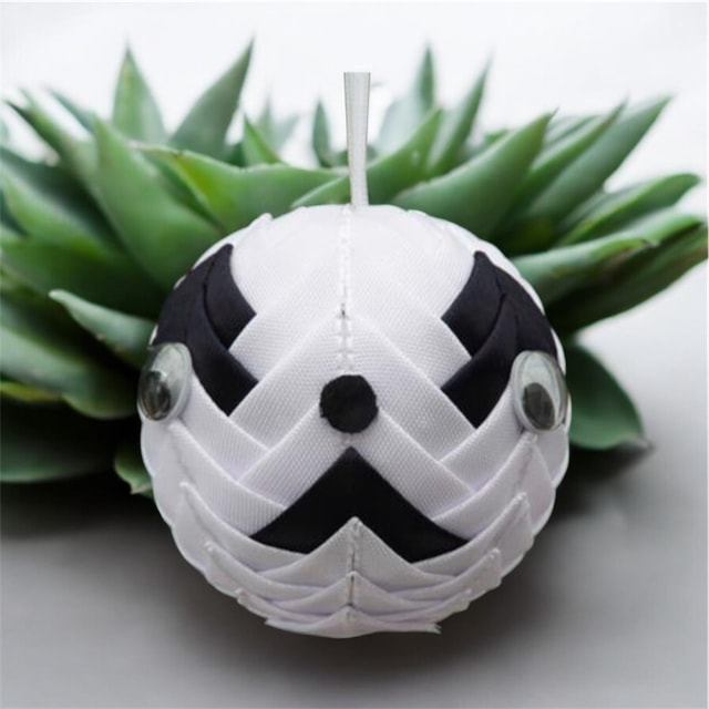 Handmade White Skeleton Halloween Ribbon Bauble — Spooky Autumn Decoration
