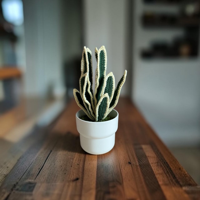 Handmade Crochet Snake Plant Ornament — Sansevieria Home Décor