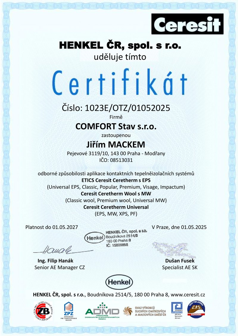 CERTIFIKÁT CERESIT ETICS