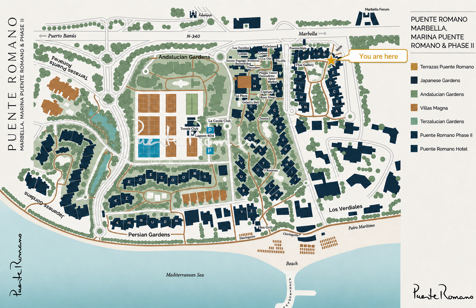 Map of Puente Romano Phase I and Phase II in Marbella