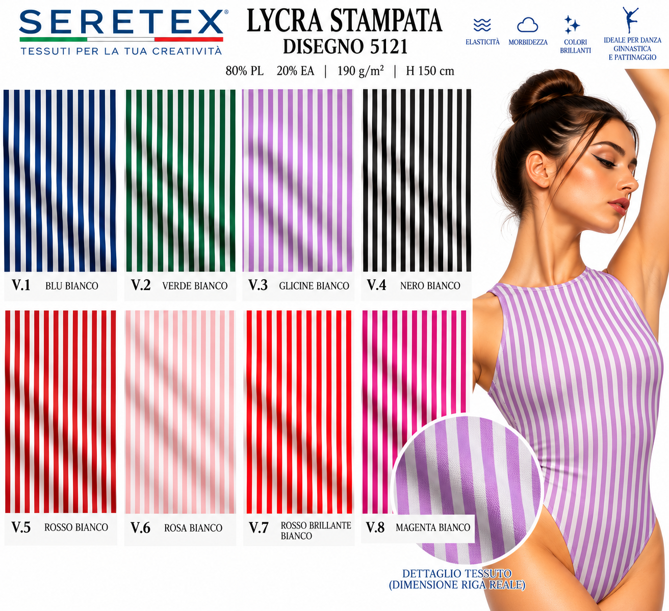 Cartella colori Lycra stampata - Disegno 5121