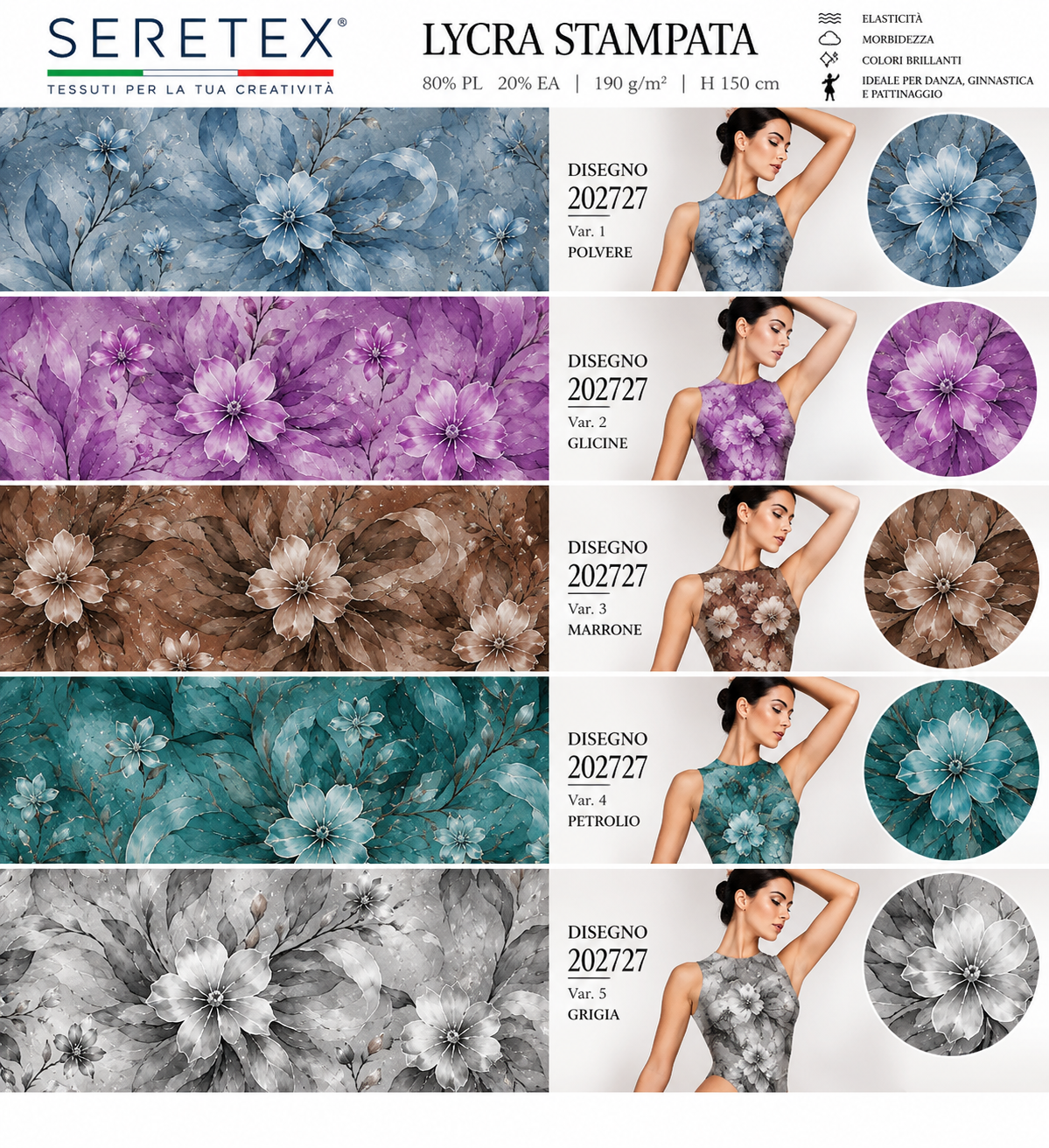 Cartella colori Lycra stampata - Disegno 202727
