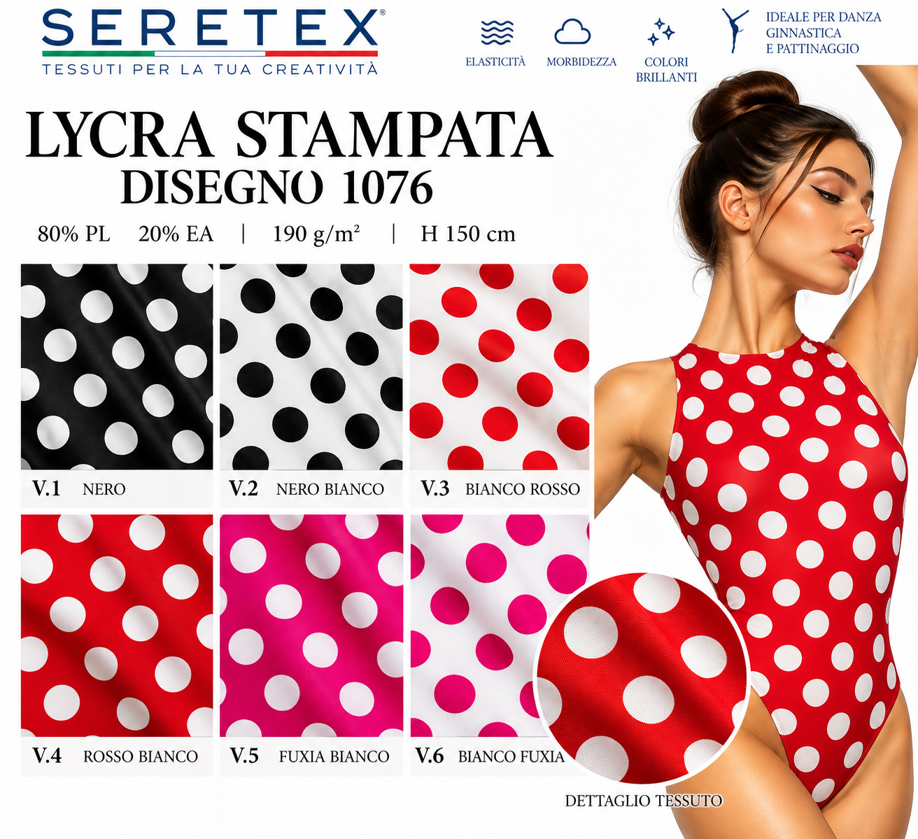 Cartella colori Lycra stampata - Disegno 1076