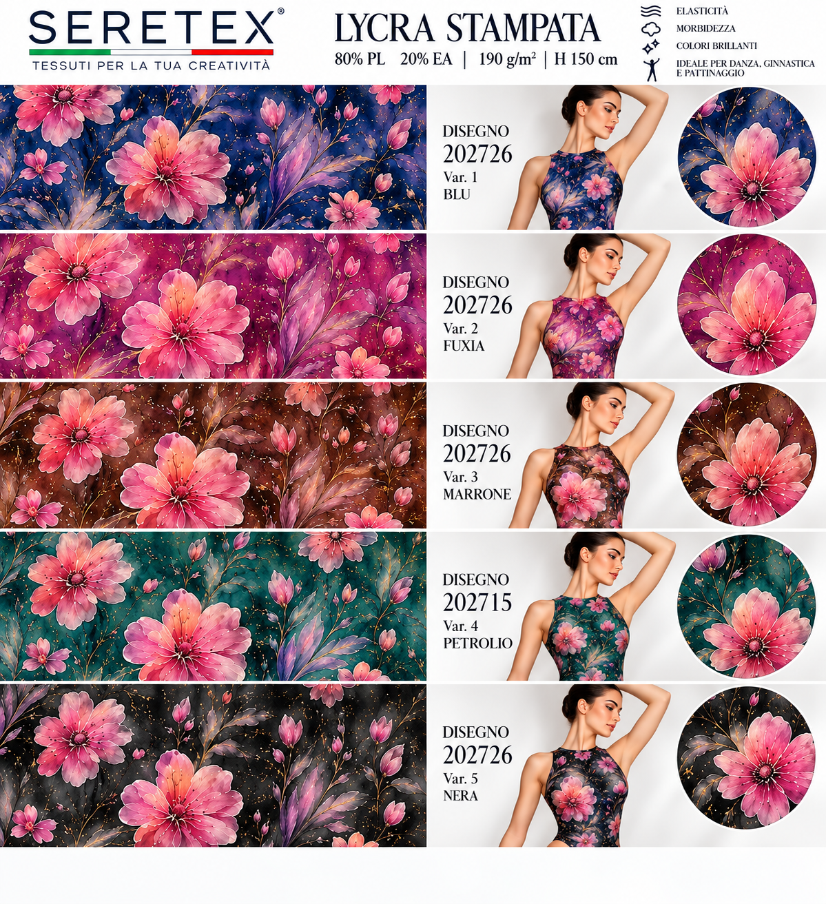 Cartella colori Lycra stampata - Disegno 202726