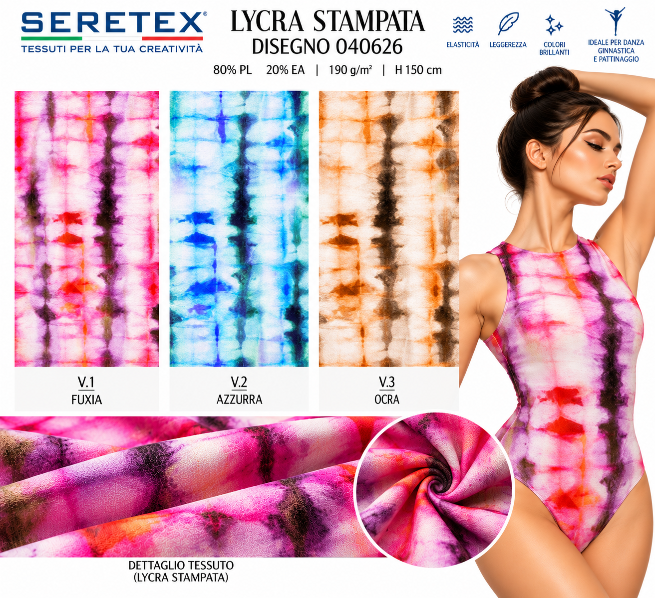 Cartella colori Lycra stampata - Disegno 040626