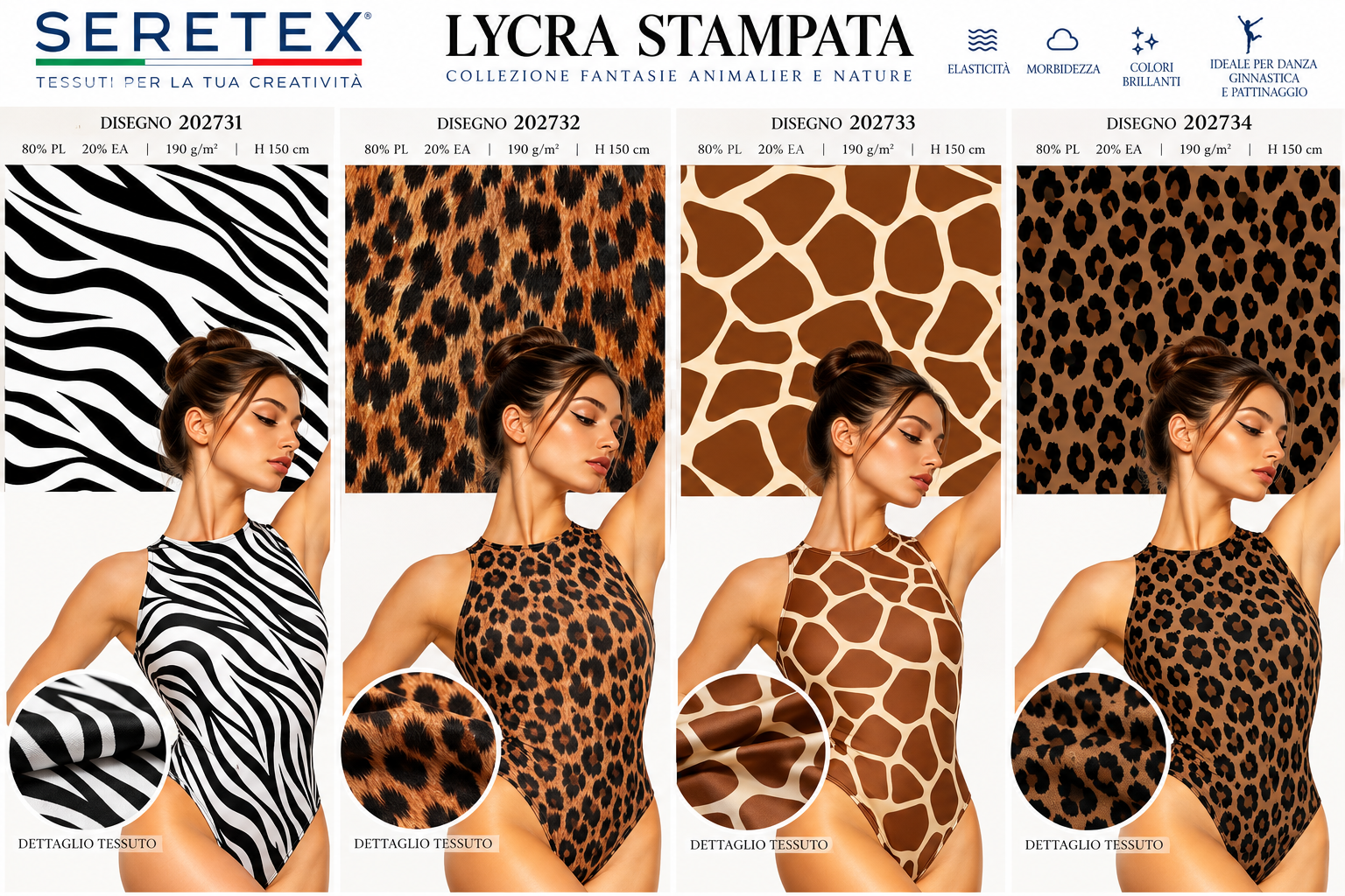 Cartella colori Lycra stampata - Disegni animalier