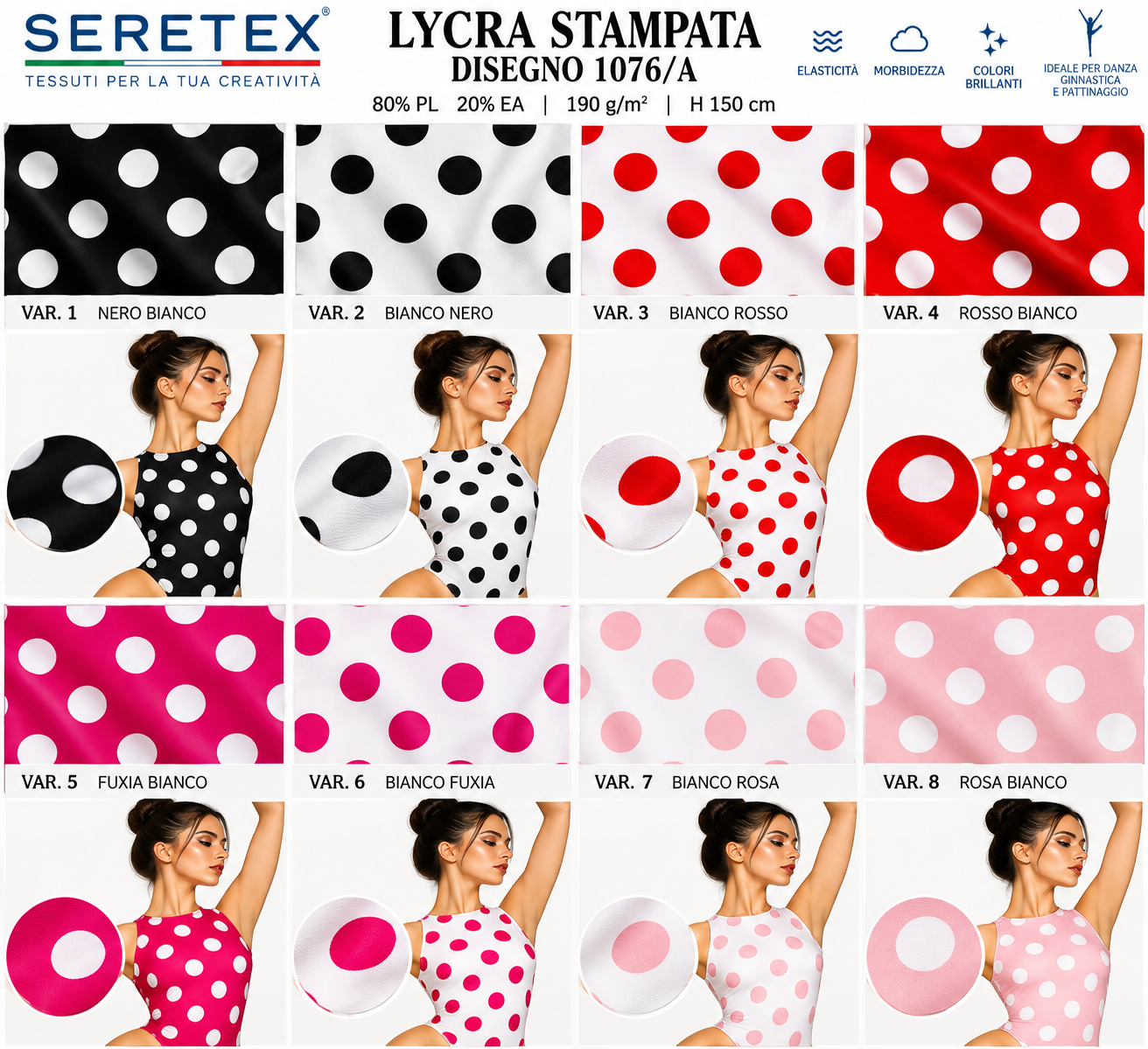 Cartella colori Lycra stampata - Disegno 1076/A