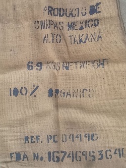 Origin coffee burlap sack at Beantiful roasting facility