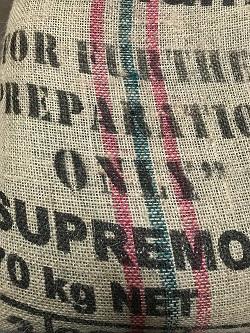 Guatemala Swiss Water Process coffee sack at Beantiful roasting facility