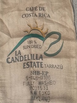 Single origin coffee sack at Beantiful roasting facility