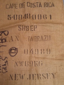 Origin coffee burlap sack at Beantiful roasting facility