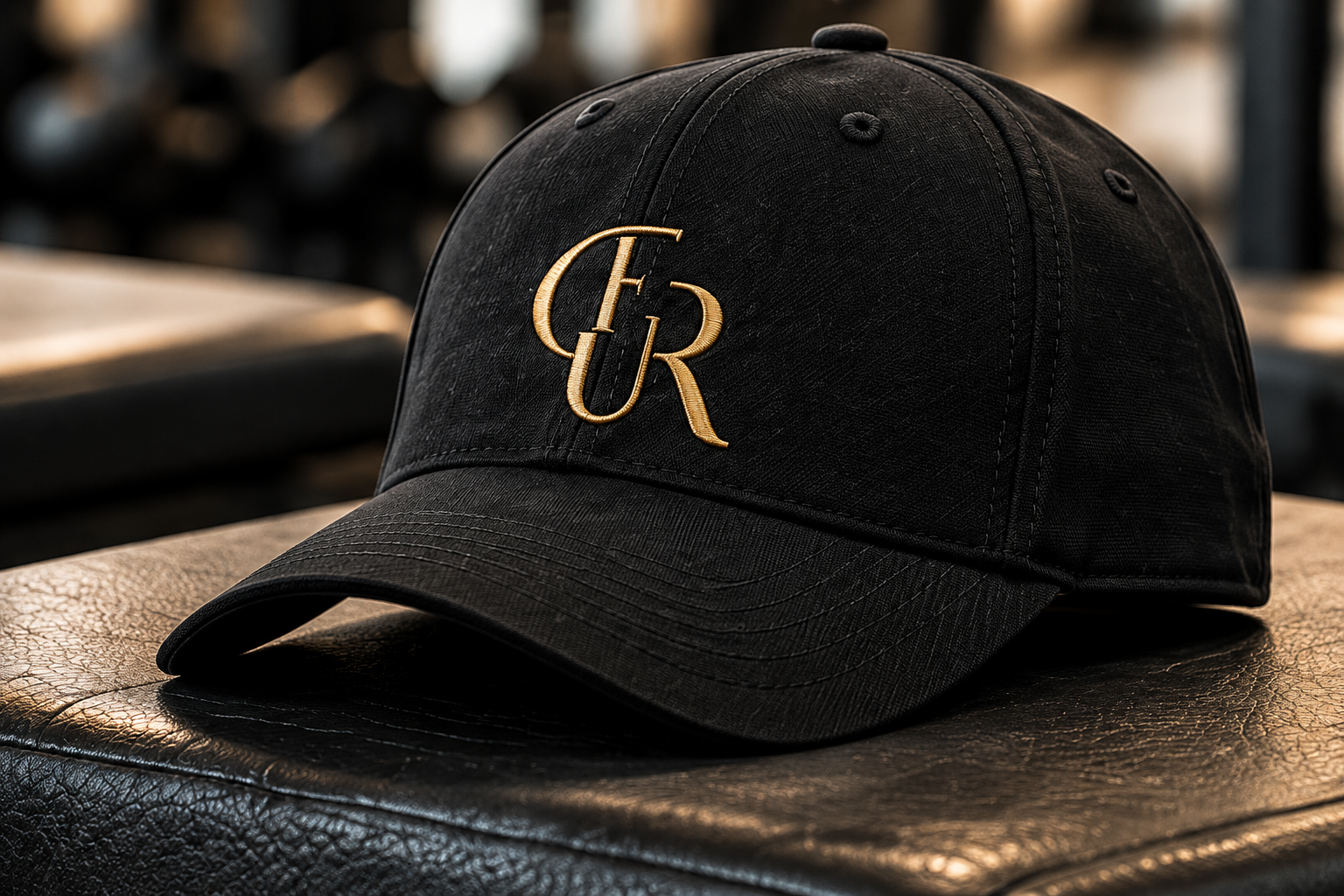 Cappellino nero FOUR WELLNESS con monogramma oro