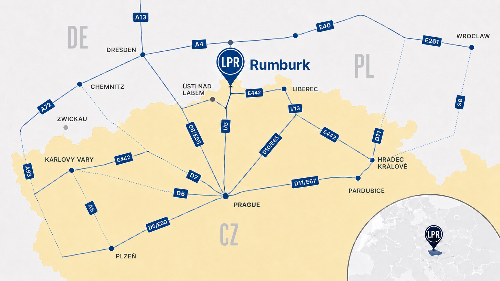 Zákress dopravního napojení HJIP — mapa oblasti trojmezí CZ/DE/PL s vyznačením silnic I/9, B178 a A4