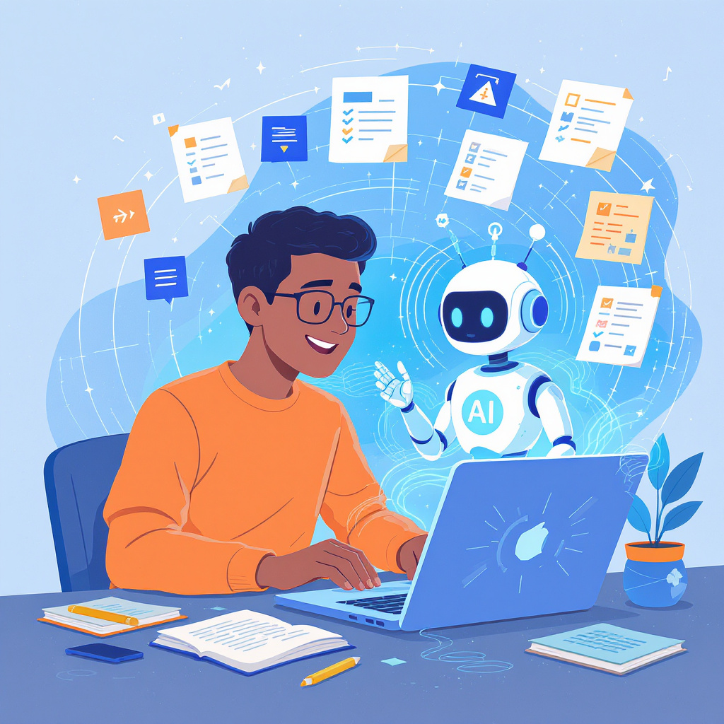 Student používající NotebookLM