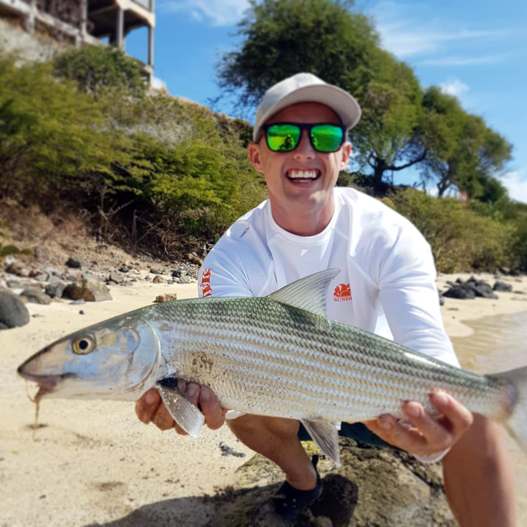 A big bonefish caught on the flats of the Grenadines