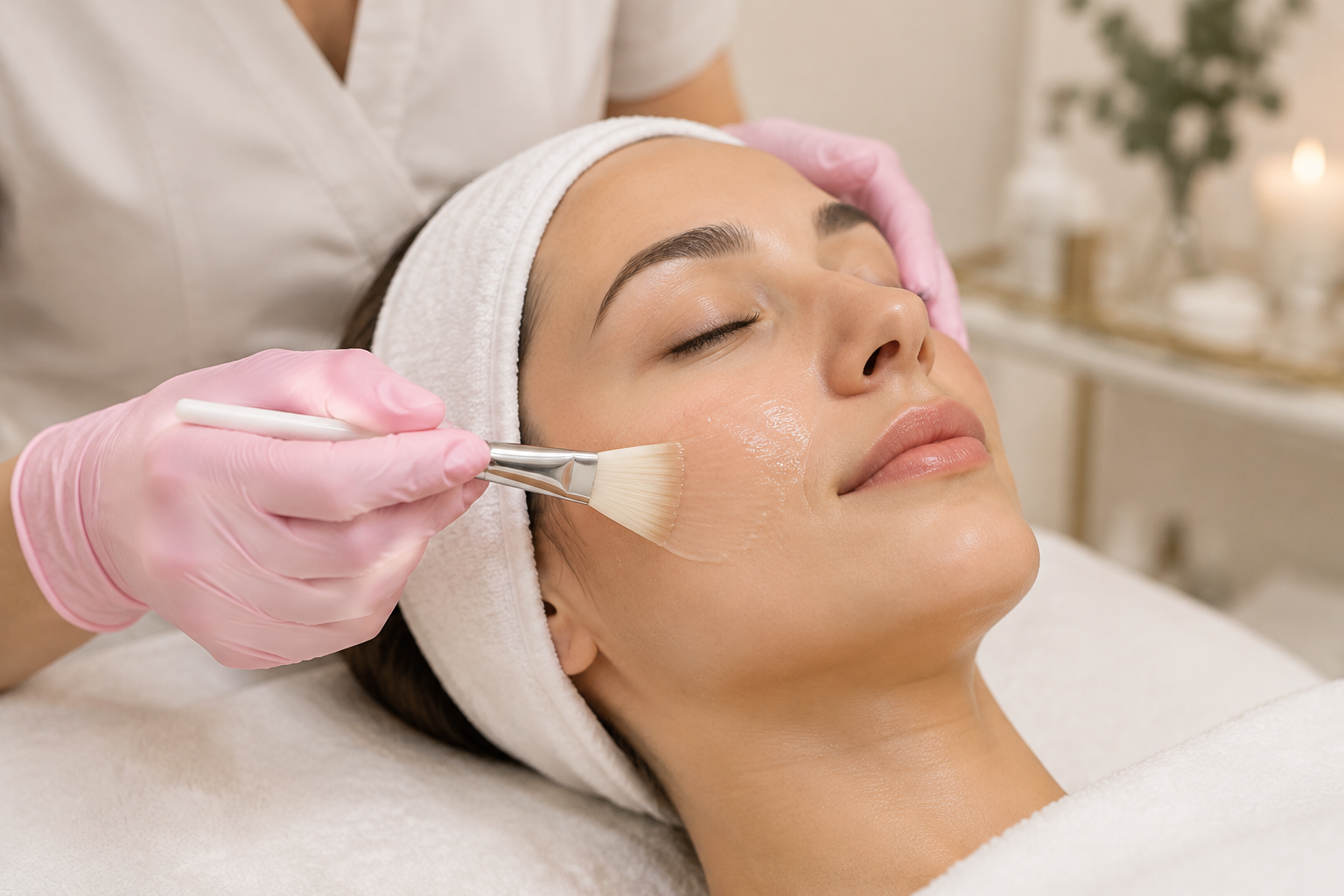 Ansigtbehandling med professionel peel mod pigmentering