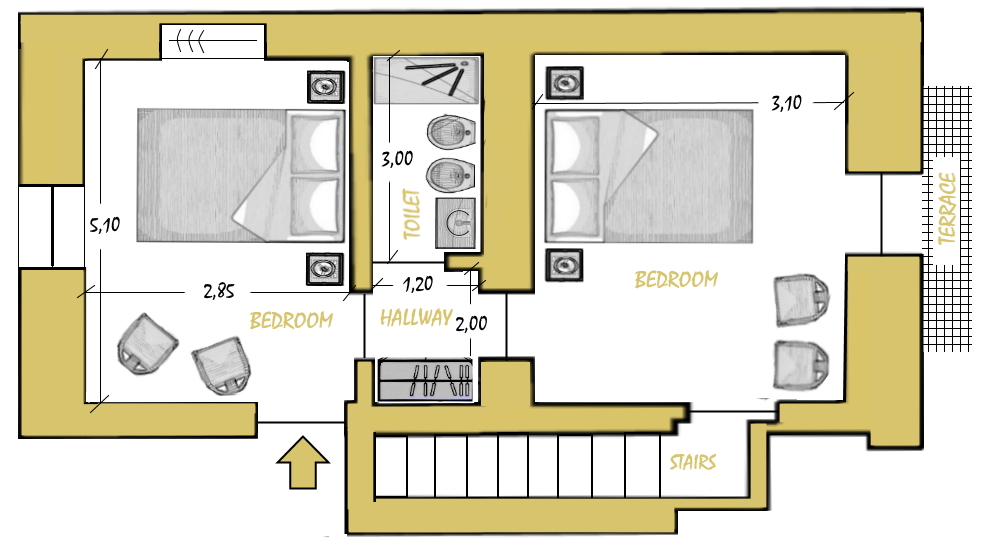 Suite Asteri, planimetria