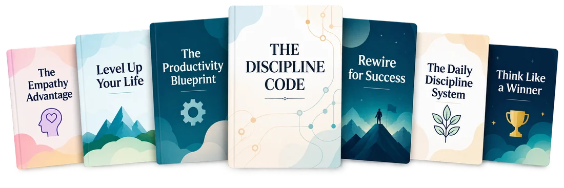 Seven of the 200 ebooks: The Empathy Advantage, Level Up Your Life, The Productivity Blueprint, The Discipline Code, Rewire for Success, The Daily Discipline System and Think Like a Winner
