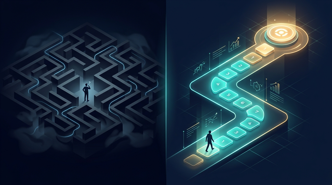 Comparison: confused trial user vs educated user on a clear path