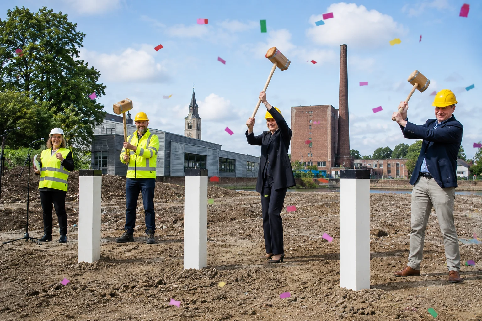 Eerste paal feest catering op de bouwplaats