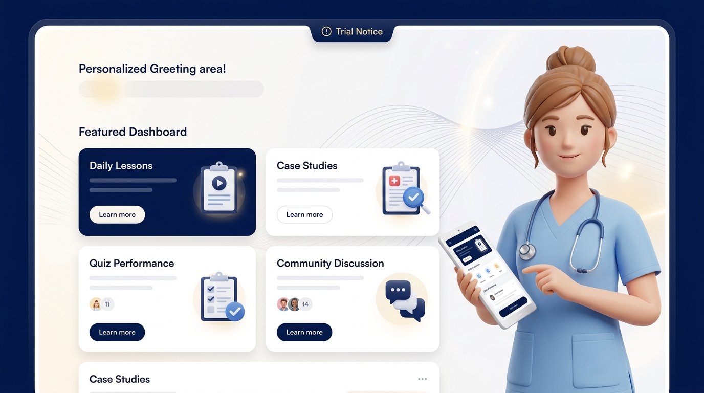 NurseGPT study dashboard with an AI nursing tutor